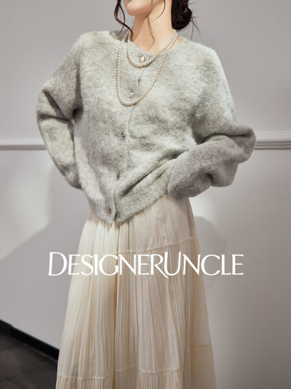 DGU "Suying" gray wool knitted sweater commuting slimming versatile top - EVID.