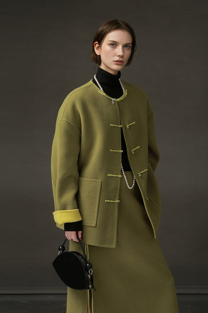 PIAOIN Elegant niche national style design sense woolen jacket -SENA