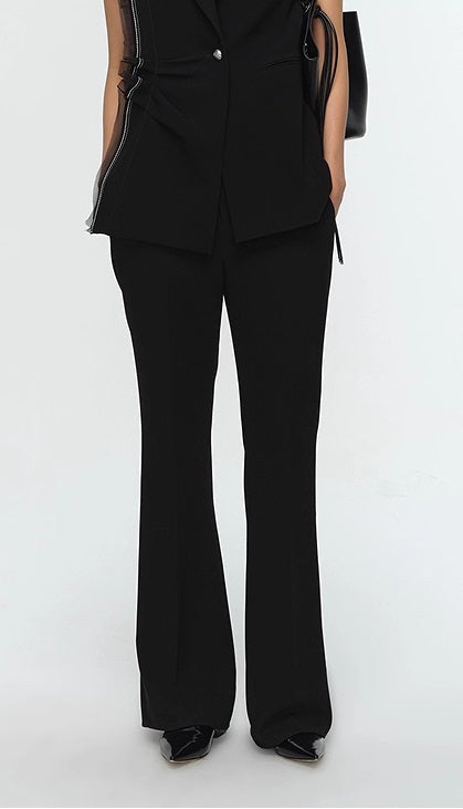 COMME MOI Lu Yan designer's new women's classic black slim acetic bell bottoms - GREAT.