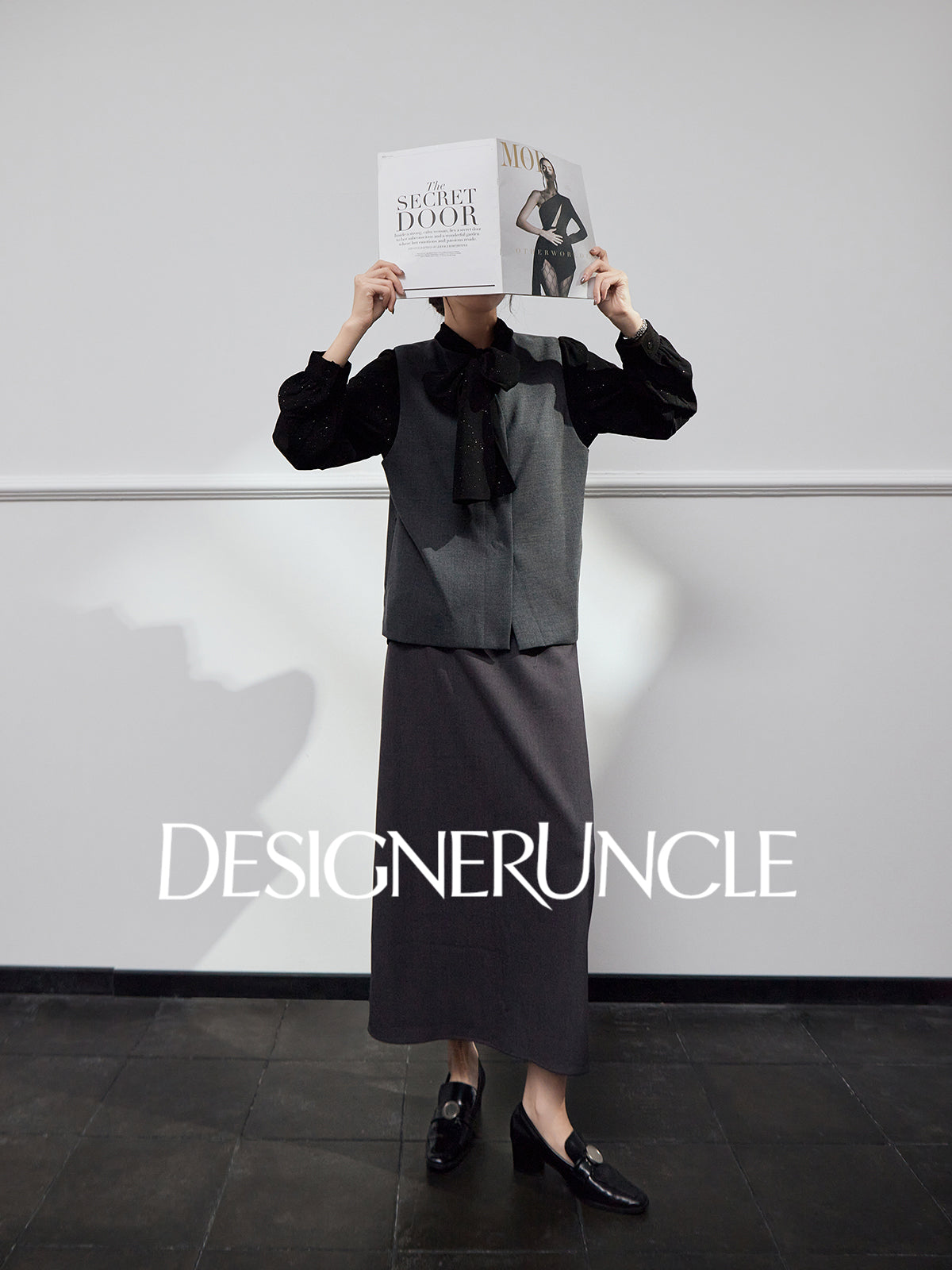 DGU "Yanying" black suit new textured professional commuting two-piece set - MATE.