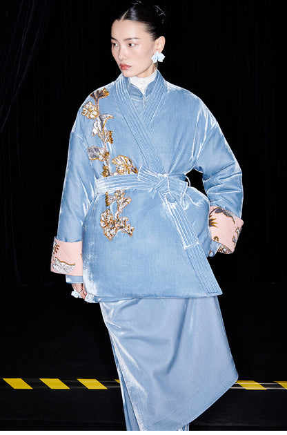 M essential Mackay designer cut-and-appliqué folded puffer jacket - rain.