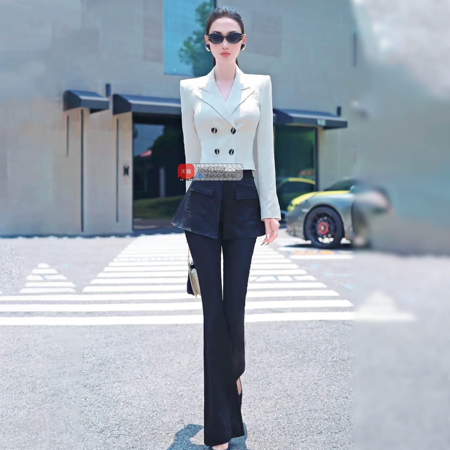 VJE  Dark Print Shape Culottes Two-Piece Suit Set- lLIAM.