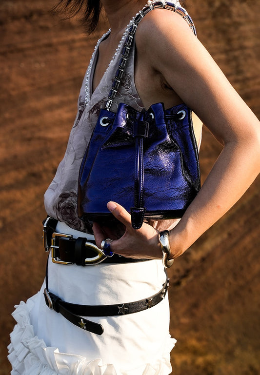 IUBALLET diamond-encrusted chain bucket bag - PRETTY.