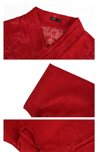 HECO Chinese style summer new slanted V-neck pinch pleated shirt - ASSURE .