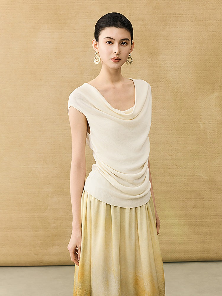 HECO Chinese style swing collar sleeveless knitted sweater T-shirt - HEART.