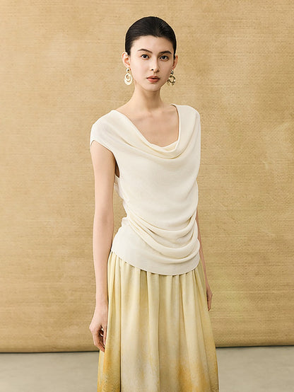 HECO Chinese style swing collar sleeveless knitted sweater T-shirt - HEART.