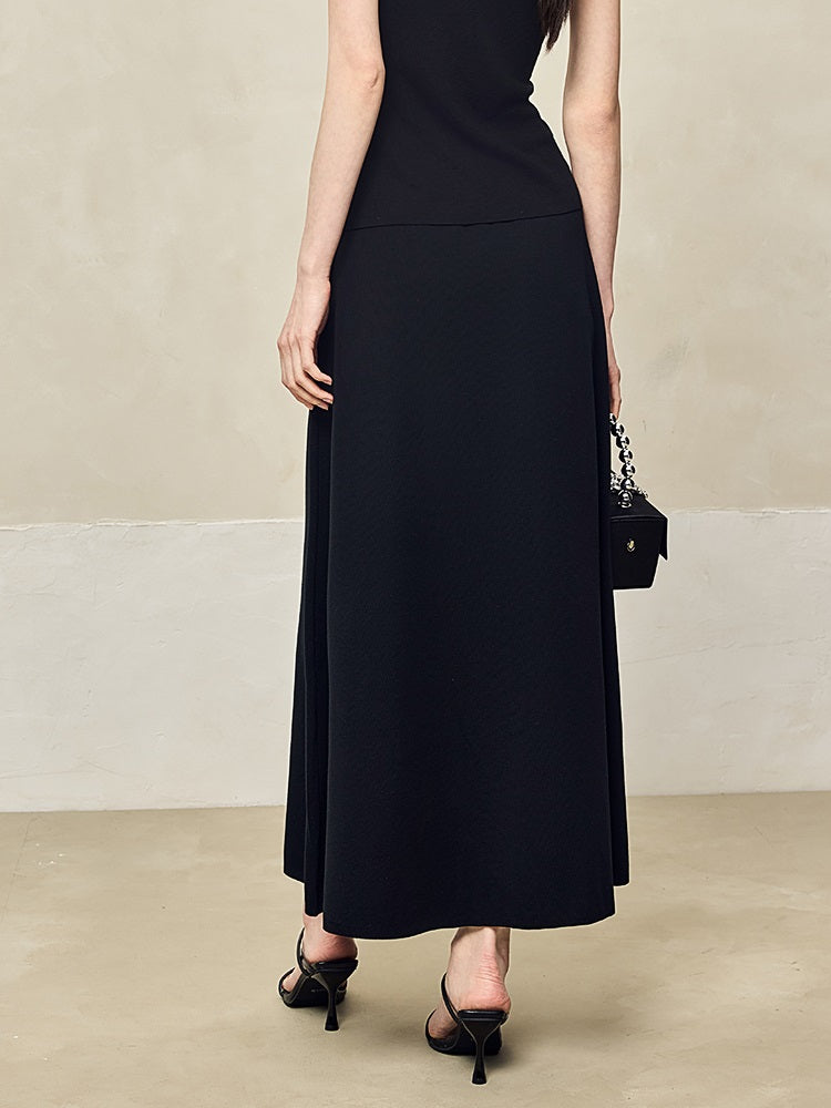 HECO High-waisted Draped Maxi Tencel Knitted Skirt - THERE.