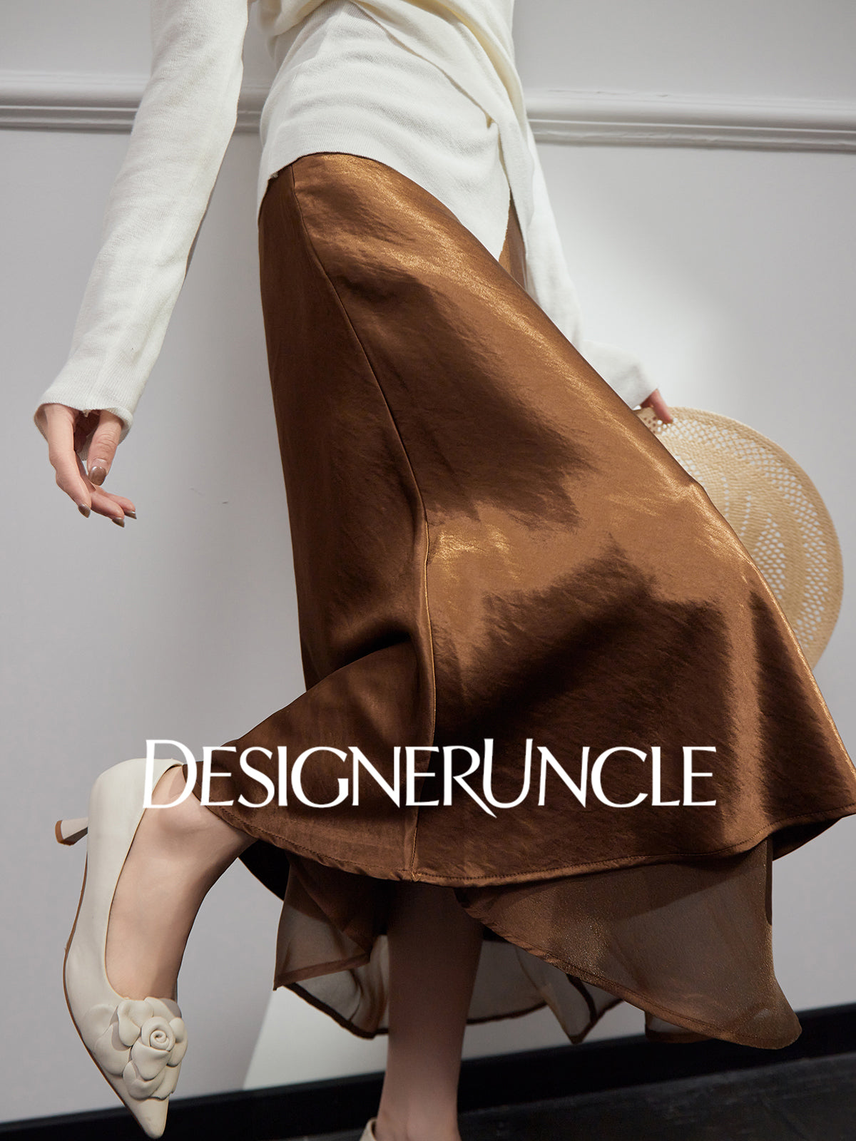 DGU "Yelan" high-waisted black mid-length skirt - HUNTIX.