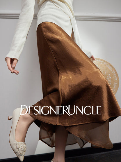 DGU "Yelan" high-waisted black mid-length skirt - HUNTIX.