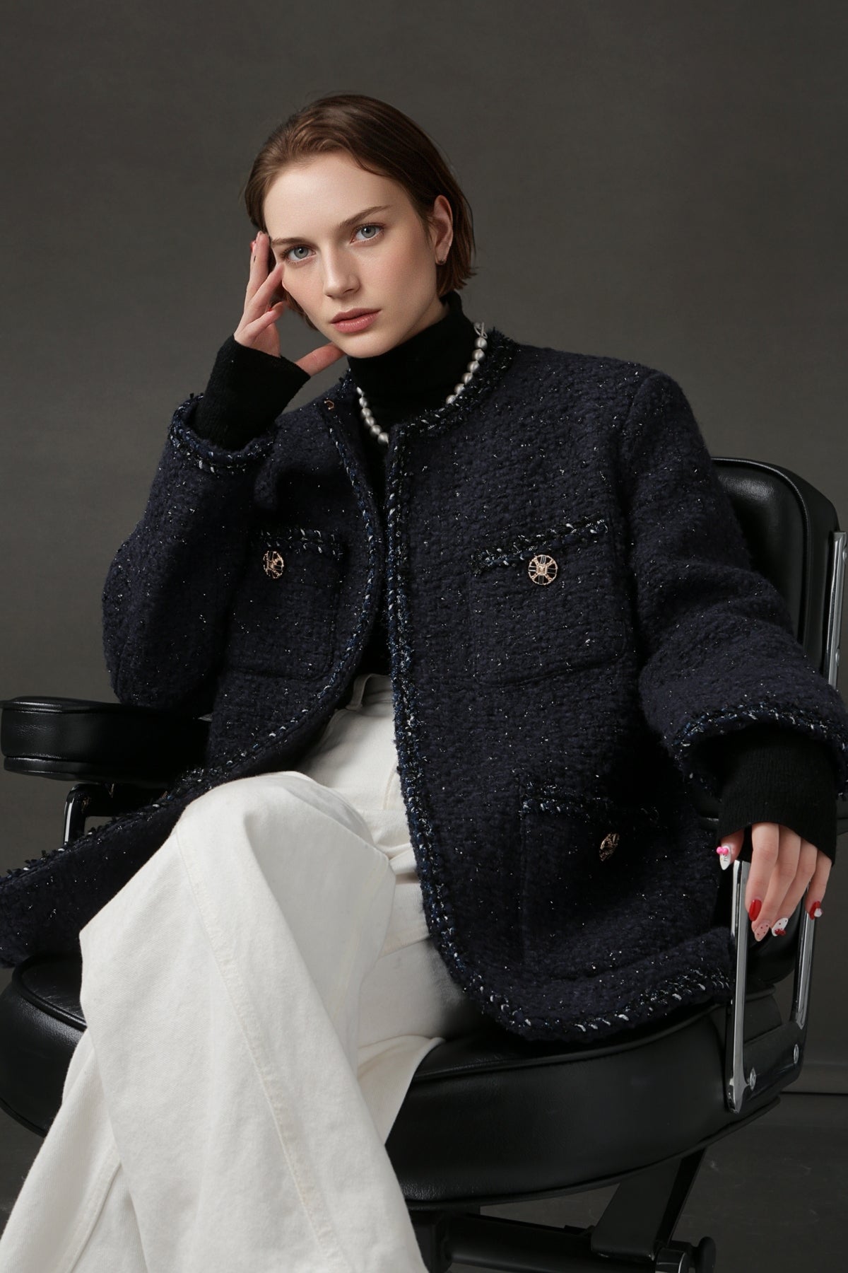 PIAOIN Elegant and Luxurious Small French Wool Short Jacket Spring-TIA