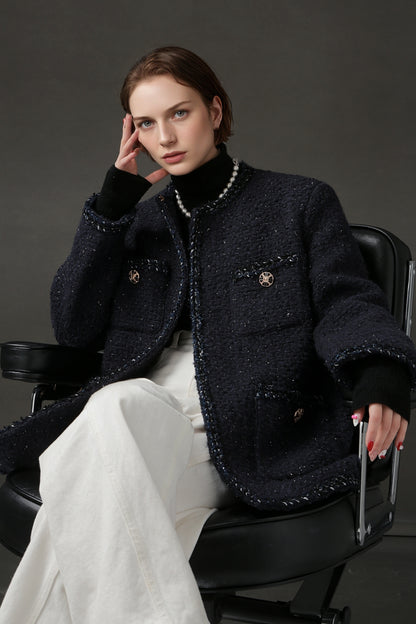 PIAOIN Elegant and Luxurious Small French Wool Short Jacket Spring-TIA
