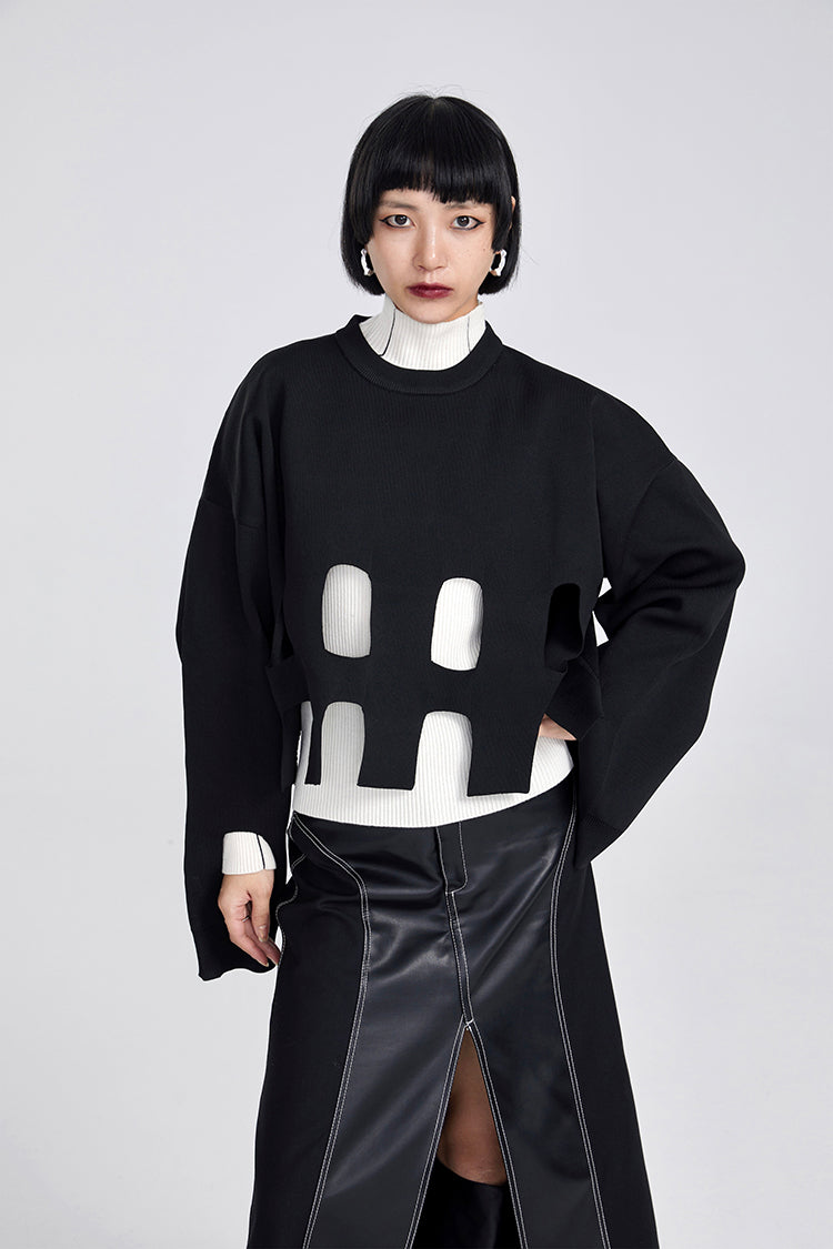 TINY IN oversize slouchy short cut-out women's sweater -BOKO