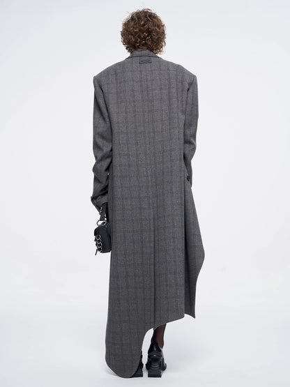 ANNAKIKI niche design asymmetrical loose wool long coat-JIANCI