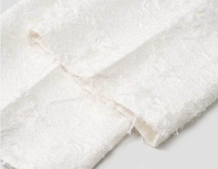 COMME MOI white jacquard wide-leg pants - AVERY.