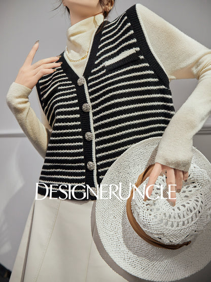 DGU| Striped knitted pullover vest small fragrance light luxury vintage design jacket - Kyle.