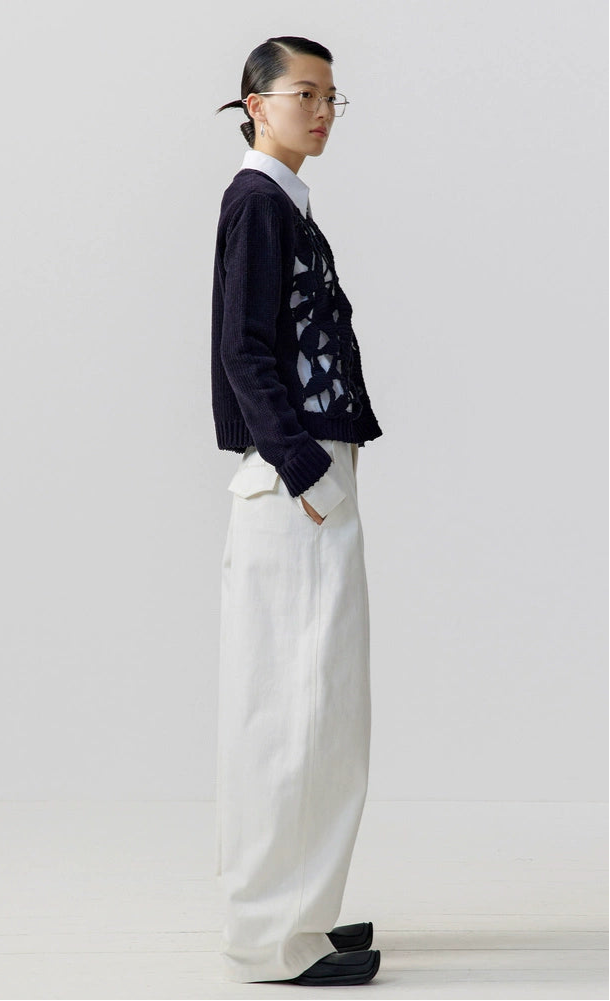 ZHUCHONGYUN  contrasting cut-out knit top--YOSHIDA.