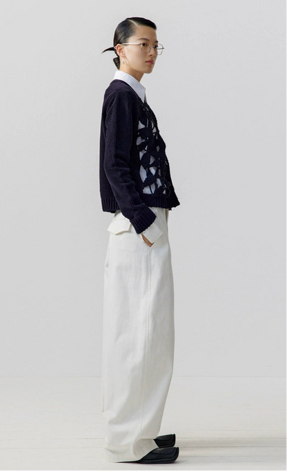 ZHUCHONGYUN  contrasting cut-out knit top--YOSHIDA.