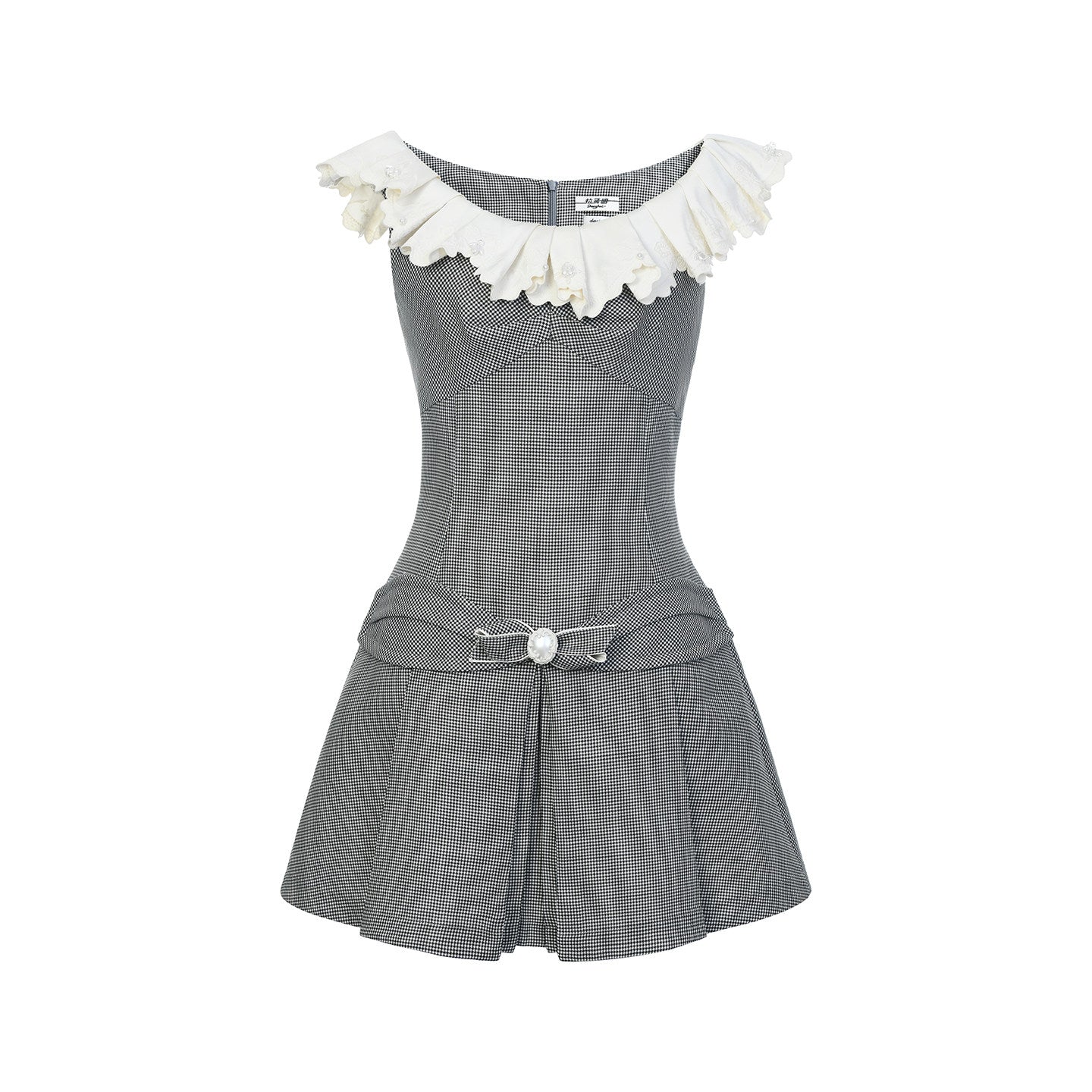 FAME ruffled collar houndstooth dress  - EMILY