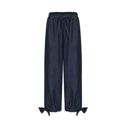 ATELIER MISS LU Bow-embellished Denim Cuffed Pants- KINGDOM.