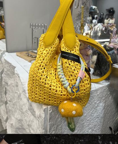 IUBALLET hand-woven vegetable leather shoulder cowhide bucket bag - LAUGHS.