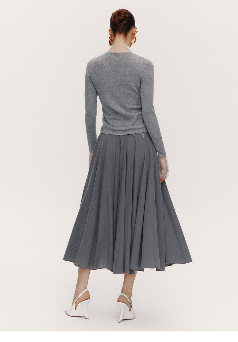 ATELIER MISS LU Fall/Winter pearl-embellished gauze patchwork knitted top - SADE.