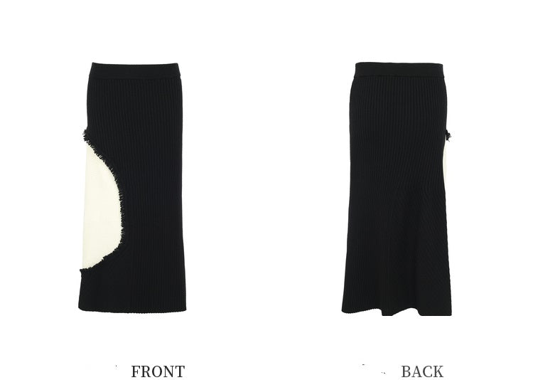 ZHUCHONGYUN New Chinese Color-Blocking A-Line Stretch Knit Skirt--OXYGUN.