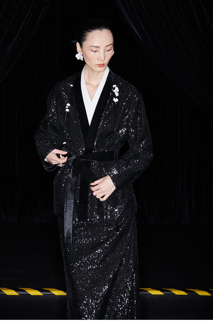 M essential Mackay designer Jingye embroidered fabric layered robe - STATE.