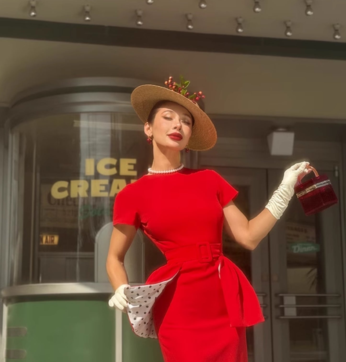 Le palais vintage red slim little skirt two-piece dress-KOBAYASHI.