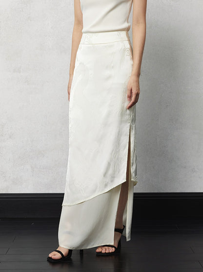 HECO acetate tulle high waisted cascading long skirt summer - lion.