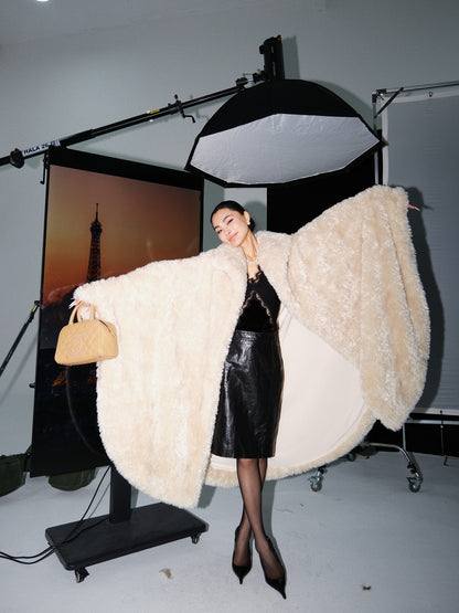 MEI SANGUAN Beige Eco-friendly Fur Cloak - KEVIN
