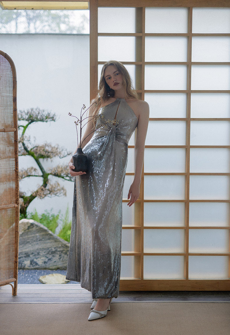 GOUDIN bridal silver original party evening  morning gown-GBENA.