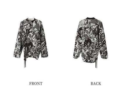 ZHUCHONGYUN spring's knit jacquard loose cross-collared jacket--SHARU.