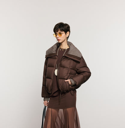 ANNASPEAK Lightweight Wool Collar Short Down Jacket-PANP.