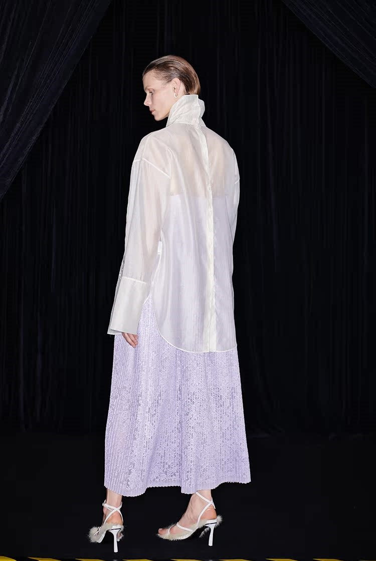 M essential Mackay designer taro lace pleated plunging V-neck dress - MARRY.