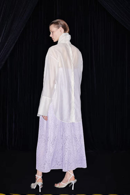 M essential Mackay designer taro lace pleated plunging V-neck dress - MARRY.