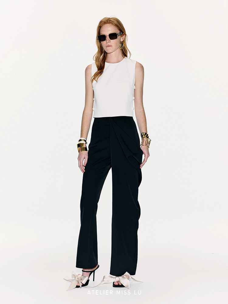 ATELIER MISS LU Rabbit Ears Ribbon Side Cut-out Sleeveless Top - KNOW.