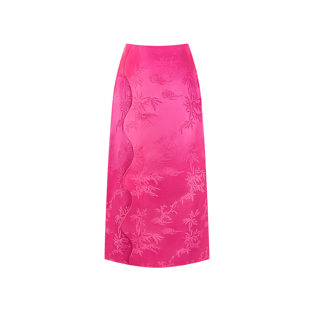 TUYUE imperial purple satin woven wavy side skirt - JOSHUA.