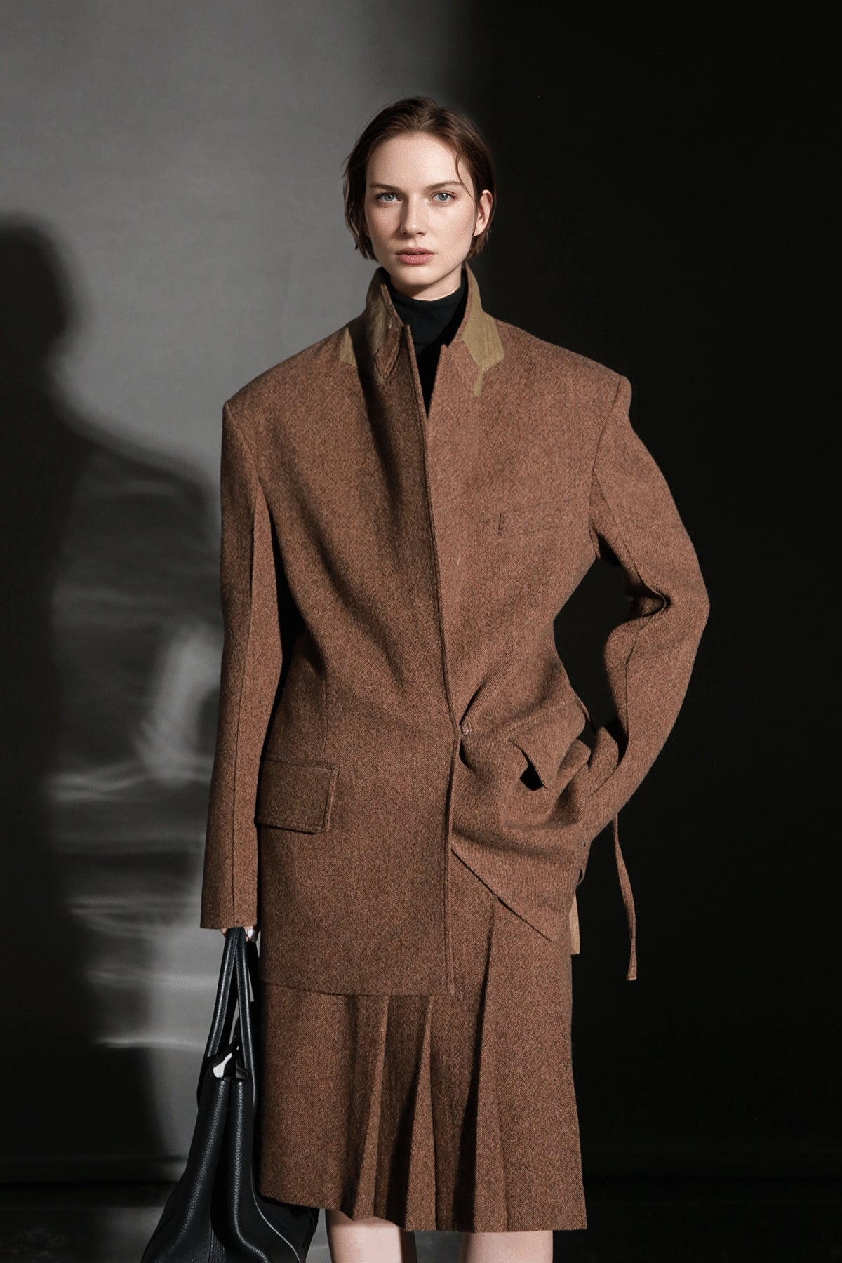 PIAOIN vintage woolen pleated premium skirt-LUCY