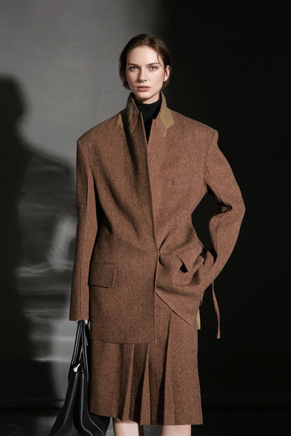 PIAOIN vintage woolen pleated premium skirt-LUCY