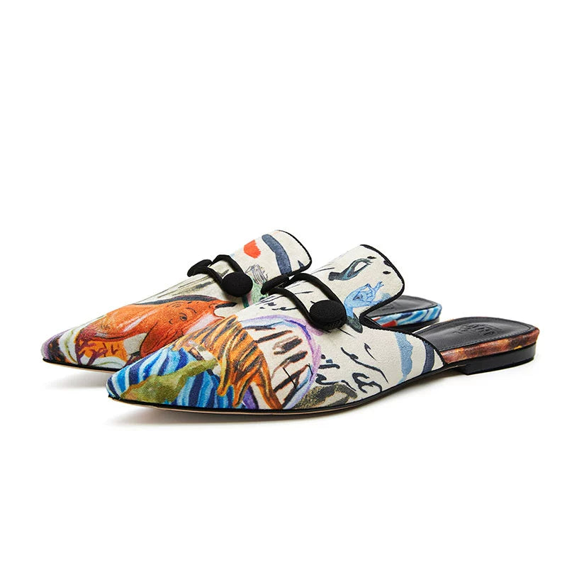 B-FEI Smoked Ruo collaboration Dunhuang series elegant mules slippers-NICKY.