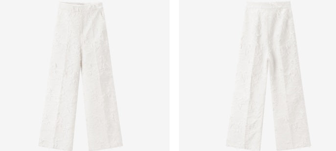 COMME MOI white jacquard wide-leg pants - AVERY.