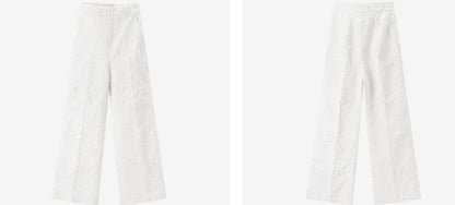 COMME MOI white jacquard wide-leg pants - AVERY.