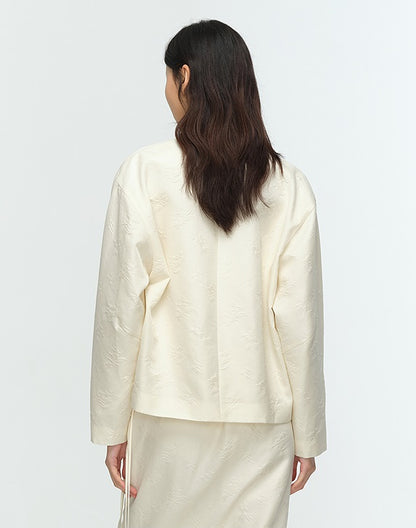 COMME MOI Lu Yan designer's new women's high-intelligence silk wool jacquard spliced suit - BREAT.