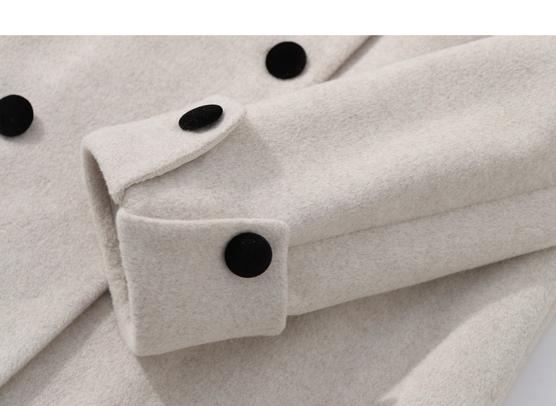 Fall autumn vintage velvet doll collar loose sleeve tweed coat - vivican (v)