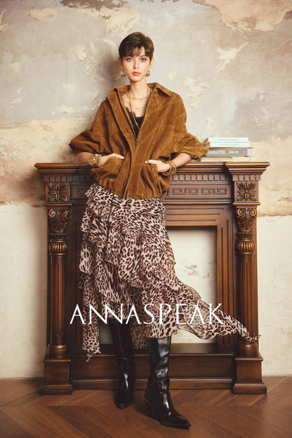 ANNASPEAK ROSSO Red Label Eco-Friendly Leather Heavy Jacket Skirt Set-GHUGH.