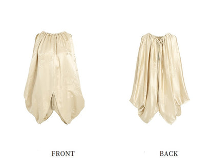 ZHUCHONGYUN Jacquard Drawstring Mulberry Silk Top-MAROON.