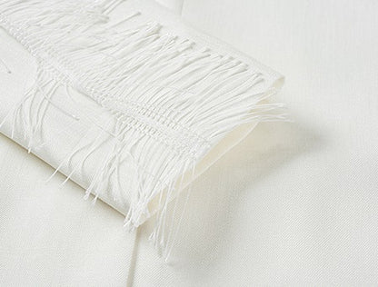 COMME MOI Lu Yan designer new women's fringed lace triacetic acid wide suit - WORRY.