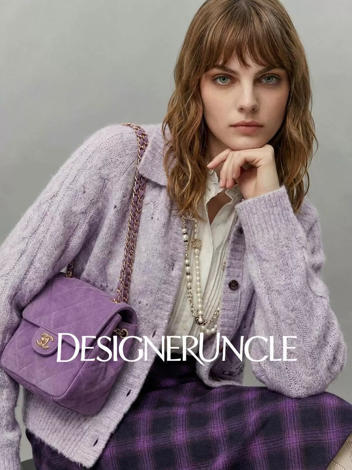 DGU×LAB "Zimo" Purple Sweater Lapel Embroidered Loose Soft Knitted Cardigan - METE