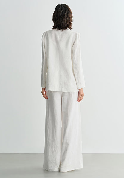 COMME MOI women's light linen wide-leg pant suit set - MESSIAH.