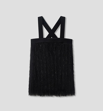 COMME MOI Lu Yan designer's new women's tassel fine shin straight camisole bandeau Top - LOVE.